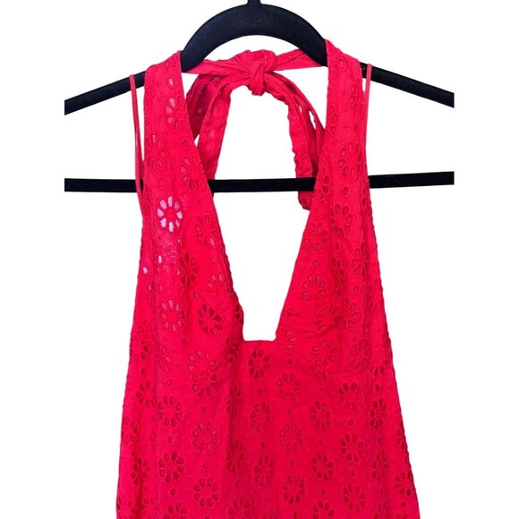 Free People Trevi Eyelet Mini Dress Red Size Medium - Picture 11 of 16